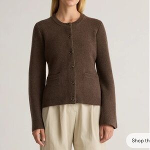 Mongolian Cashmere Structured Cardigan Brown